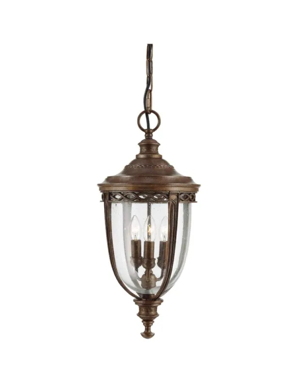 Elstead Lighting Duża latarnia wisząca English Bridle - 3 źródła światła - Brytyjski brąz IP44 FE-EB8-L-BRB Bezpieczne zakupy