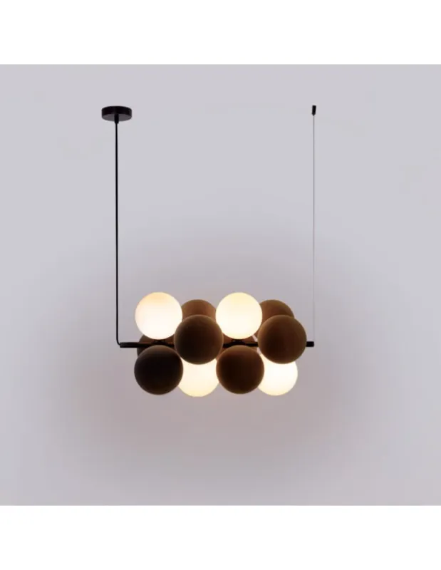 Oferta czasowa Abruzzo Lampa wisząca Szklana 4 kule Świetlne oraz 8 kul dźwiękochłonnych Brązowych 4xG9 65cm Vino ABR-GRAPPA-H-B