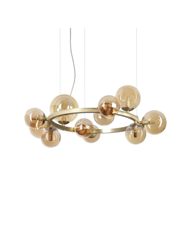 Ostatnie sztuki Ideal Lux Lampa Wisząca PERLAGE SP11 AMBRA Bursztynowy/Mosiądz 322773