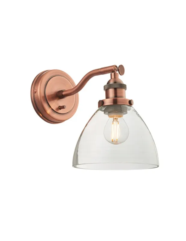 Oferta czasowa Endon Hansen Ścienna/Kinkiet 1xE14 Powłoka z Postarzanej Miedzi i Przezroczyste Szkło 76334