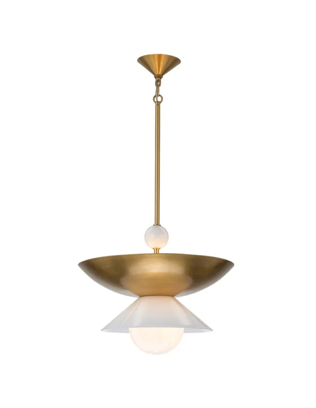 Quintiesse Duża lampa wisząca Saucer 4 źródła światła Postarzany mosiądz Elstead Lighting QN-SAUCER-4P-L-AB-OPAL Bezpieczna płatność