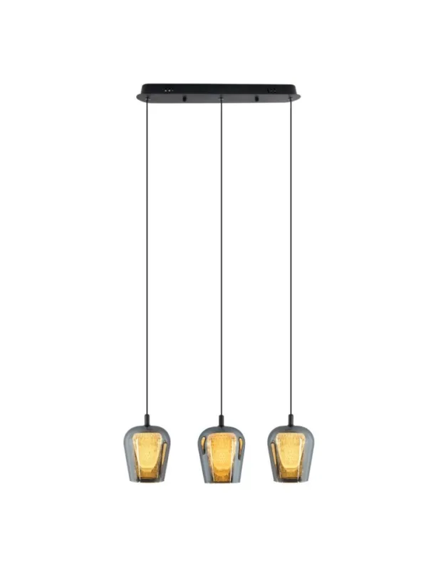 Łatwy zwrot YASKR Lampa Wisząca Keso 3xLED czarna PL0141-3 Czarny