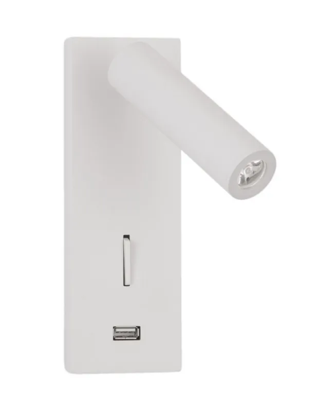 Luces Exclusivas ZARZAL USB Ścienna LED 3W 210lm 3000K biały LE42224 Ekspresowa dostawa