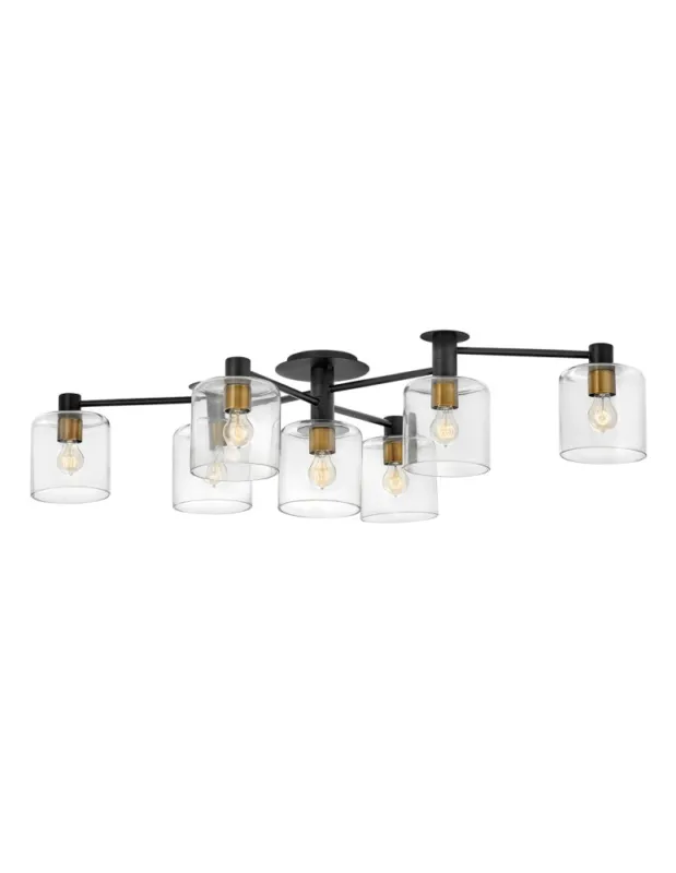 Oferta limitowana Quintiesse Półplafon Axel - 7 źródeł światła - Czarny / Stary mosiądz Elstead Lighting QN-AXEL7-BK