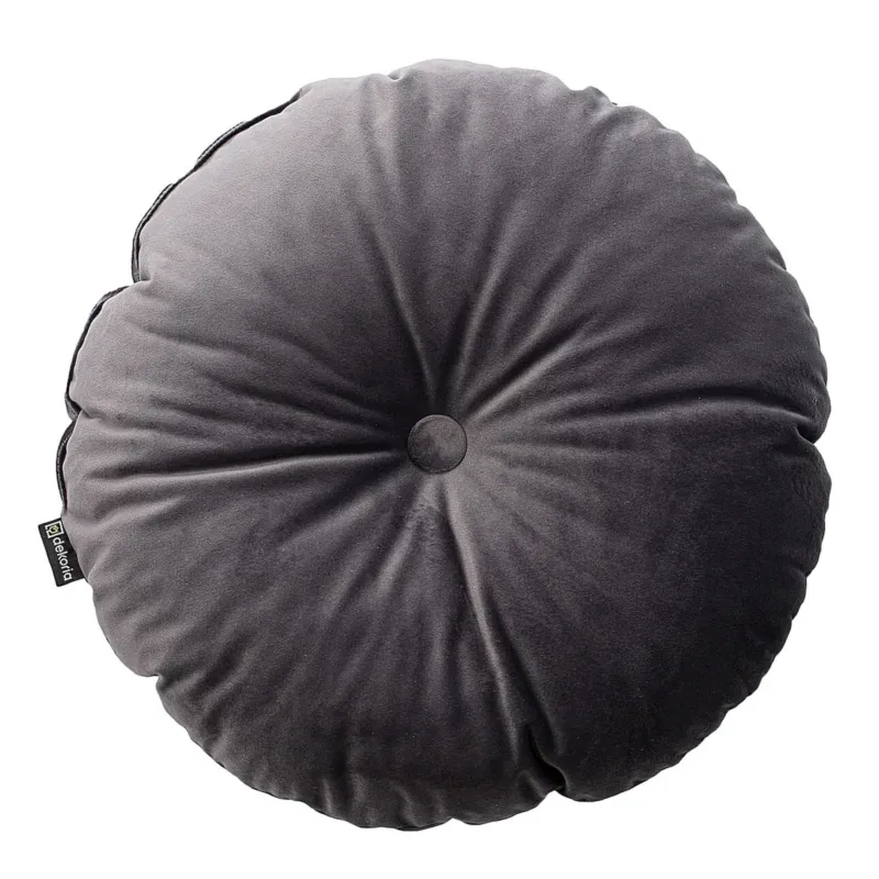 Tylko do końca tygodnia Poduszka okrągła z guzikiem, grafitowy szary, ⌀37 cm, Velvet -