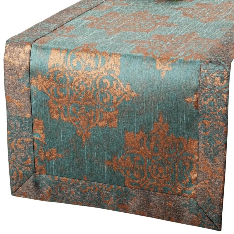 Bestseller Bieżnik plamoodporny Miedziany Ornament - 40x140 cm - złoty -