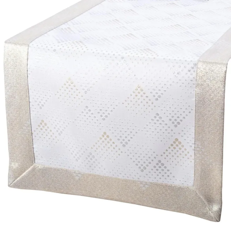 Bieżnik plamoodporny LZS kropki - 40x140 cm - złoty - Bezpieczna płatność