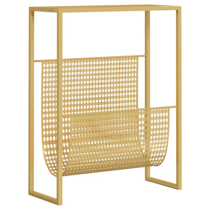 Hit cenowy vidaXL Stojak na gazety, złoty, 35x15x45 cm, stal -