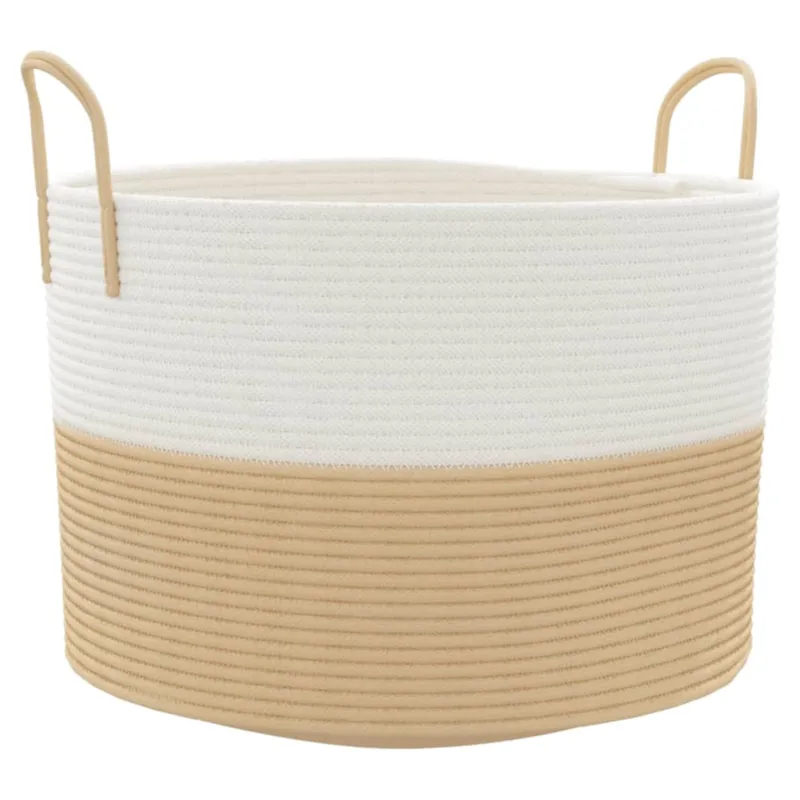 vidaXL Kosz do przechowywania, beżowo-biały, Ø51x33 cm, bawełna - Bestseller