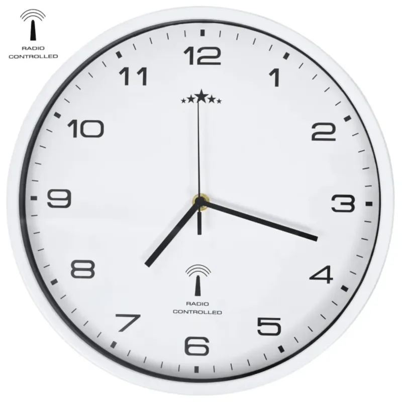 vidaXL Sterowany radiowo zegar z mechanizmem kwarcowym, 31 cm, biały - Okazja