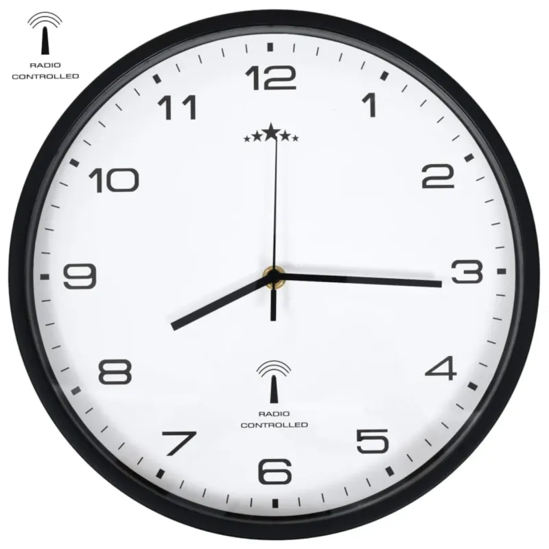 vidaXL Sterowany radiowo zegar kwarcowy, 31 cm, biało-czarny - Dodaj do koszyka
