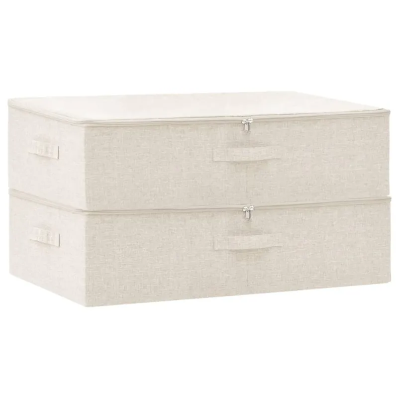 vidaXL Pojemniki, 2 szt., tkanina, 70x40x18 cm, kremowe - Bezpieczna płatność
