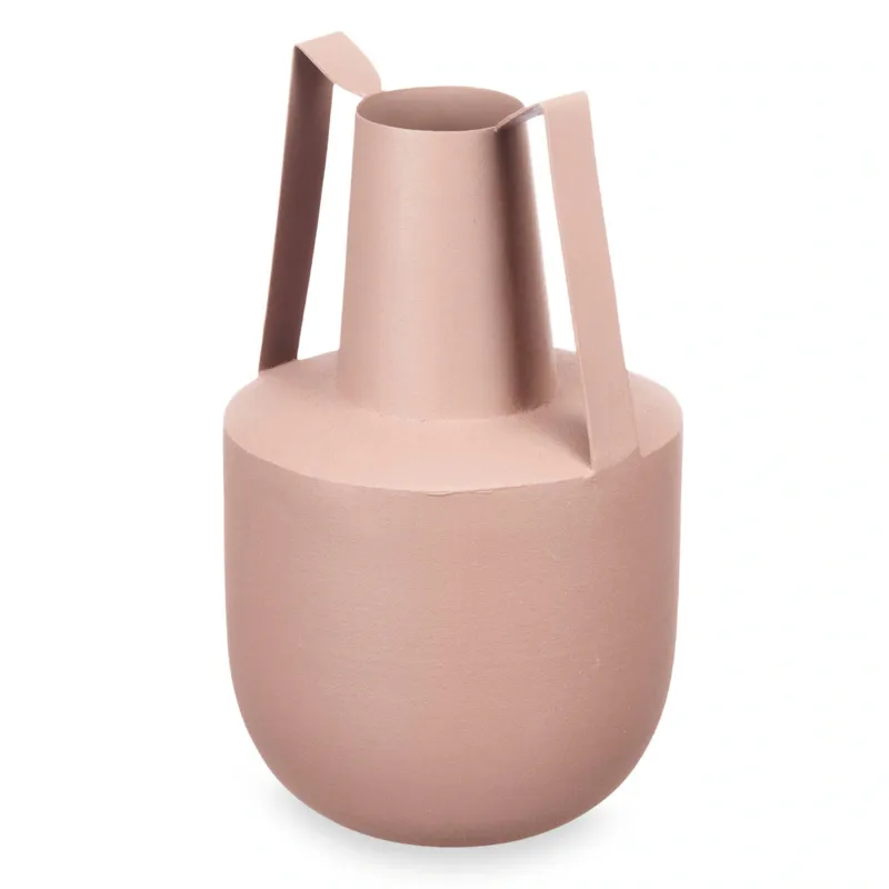Ostatnie sztuki Wazon metalowy w pastelowym kolorze z uchwytami, 21 cm -