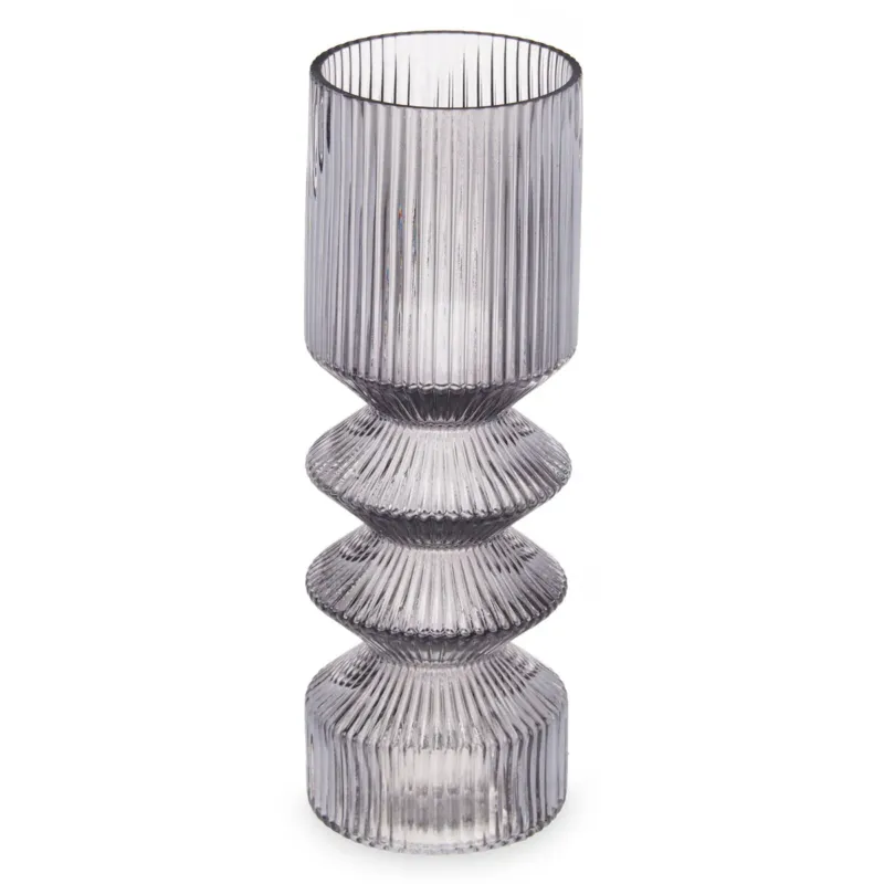 Tylko do końca tygodnia Szklany wazon tuba ryflowane szkło, 8 x 23 cm -