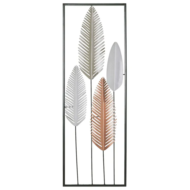 Darmowy zwrot Dekoracja ścienna Liść NIOBIUM Metal 90 cm Srebrny -