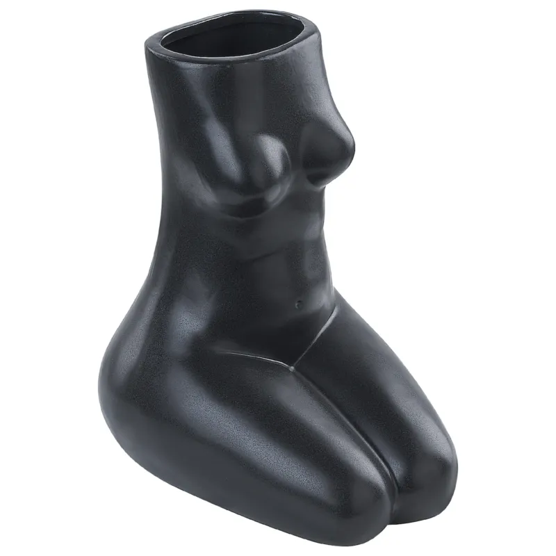 Wazon na kwiaty PYRGOS Ceramika 22 cm Czarny - Tylko dziś