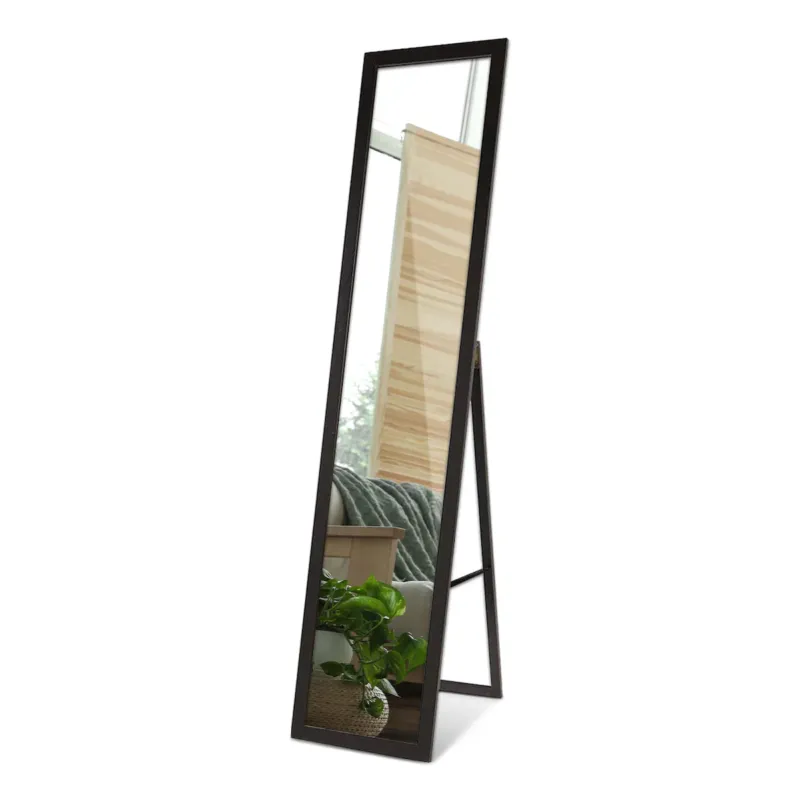 Wysokie lustro stojące w czarnej ramie, 156x36 cm - Cena promocyjna