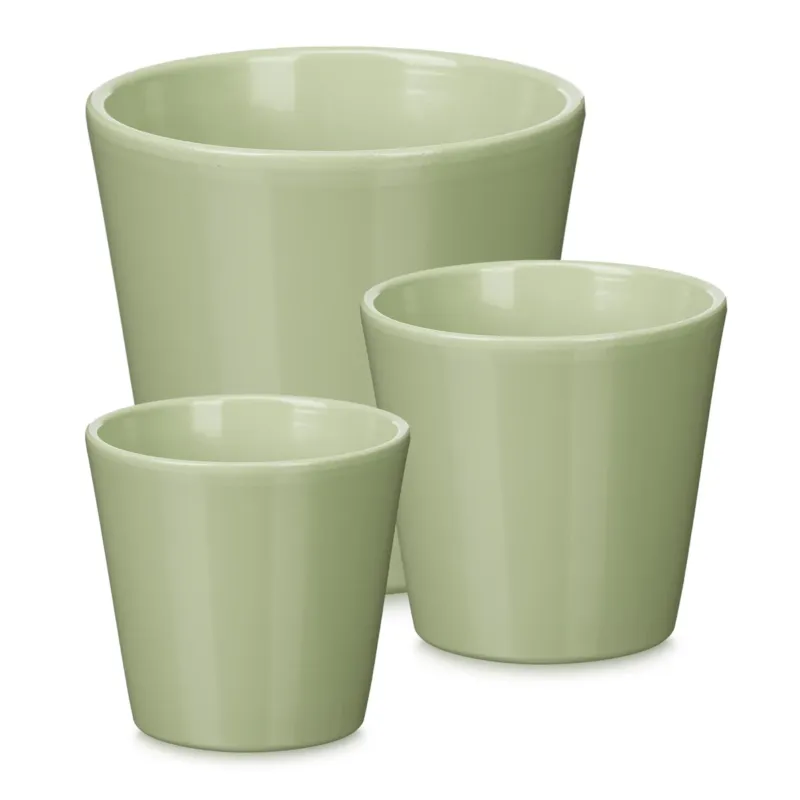 Ekspresowa dostawa Zestaw 3 doniczek ceramicznych Ø14, 17, 22 cm VASOS stożkowe miętowe -