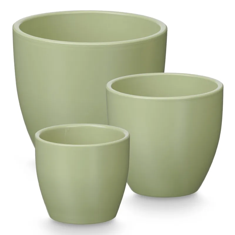 Do wyczerpania zapasów Zestaw 3 doniczek ceramicznych Ø14, 17, 22 cm VASOS okrągłe miętowe -