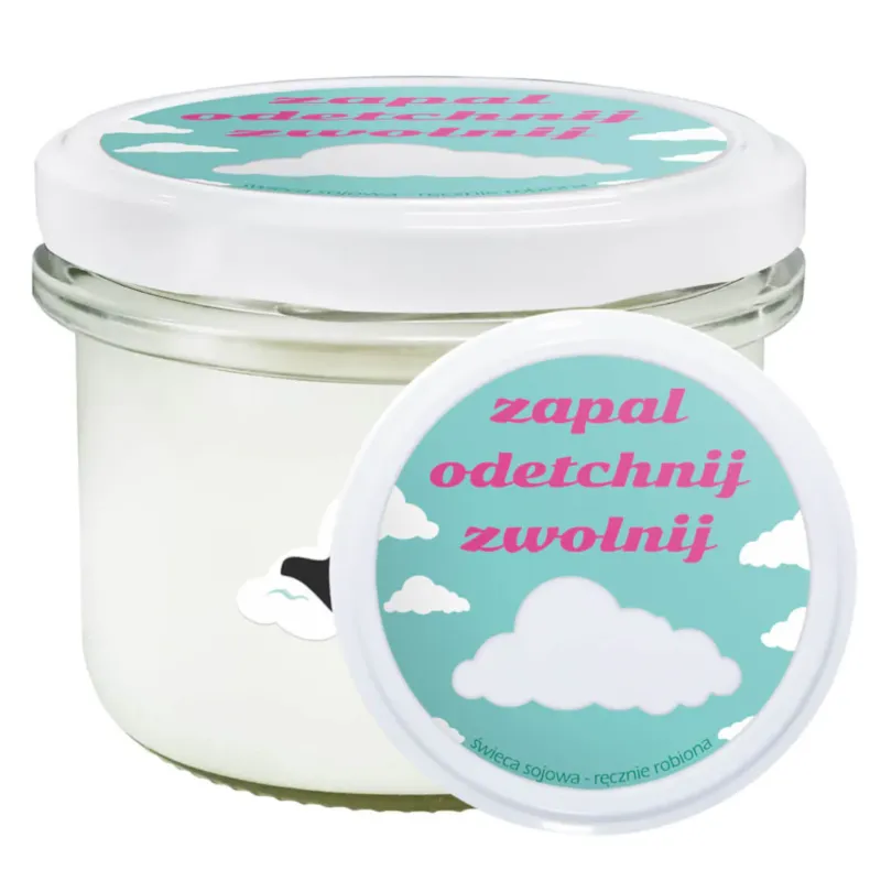 Naturalna świeca sojowa zapachowa "Zapal, Odetchnij, Zwolnij" w słoiku 150ml prezent upominek na każdą okazję dla kobiety babci mamy żony dziewczyny przyjaciółki - Zamów teraz
