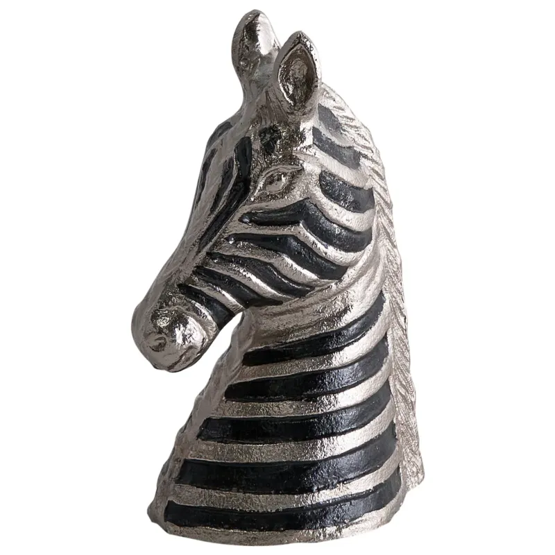 Figurka dekoracyjna Zebra ZAGORA Metal Czarny/ srebrny - Szybka wysyłka