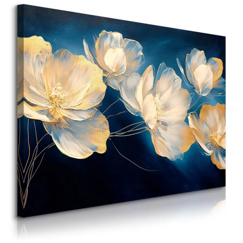 Obraz Do Salonu Sypialni Kremowe Kwiaty Styl Glamour Abstrakcja 70x50cm - Szybka dostawa