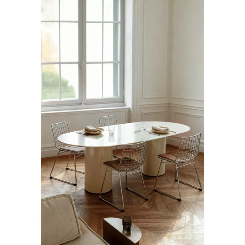 Stół do jadalny 220x110 cm ze szkła hartowanego i MDF Asgri, kremowy - Wyjątkowa oferta