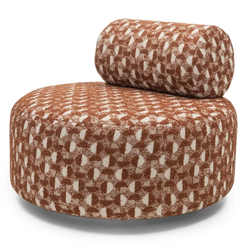 Fotel obrotowy 70x88x88 cm ORVIETTA bouclé z geometrycznym wzorem - Bezpieczne zakupy