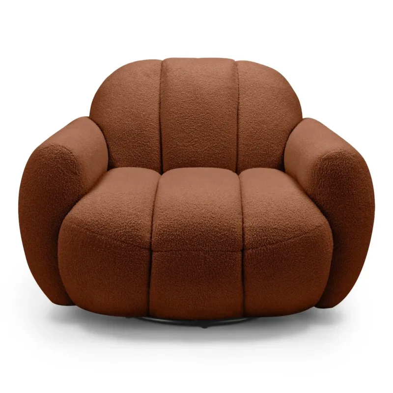 Fotel obrotowy 77x106x85 PALLASS bouclé miedziany - Oferta czasowa