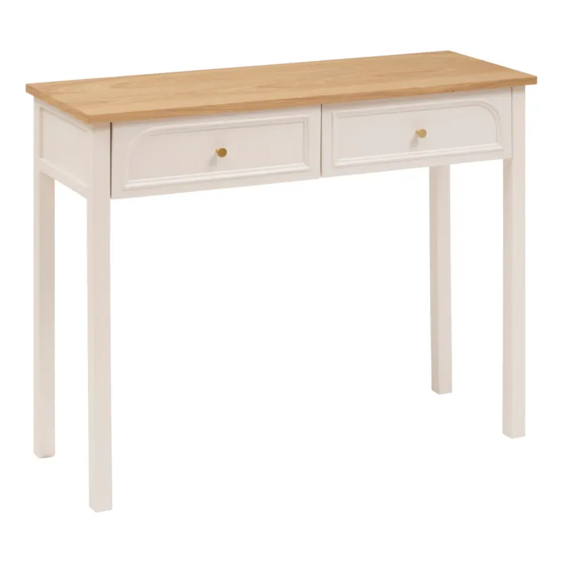 Konsola z 2 szufladami MODEA, 100 x 35 x 80 cm, beżowa - Wyjątkowa oferta
