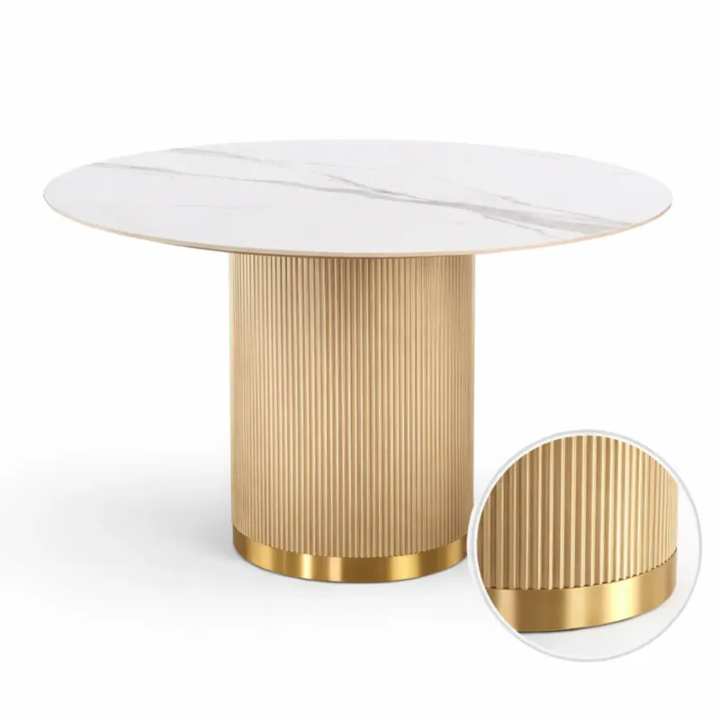 Okrągły stół glamour złoty ryflowany Luna Gold 120x75 - Hit cenowy