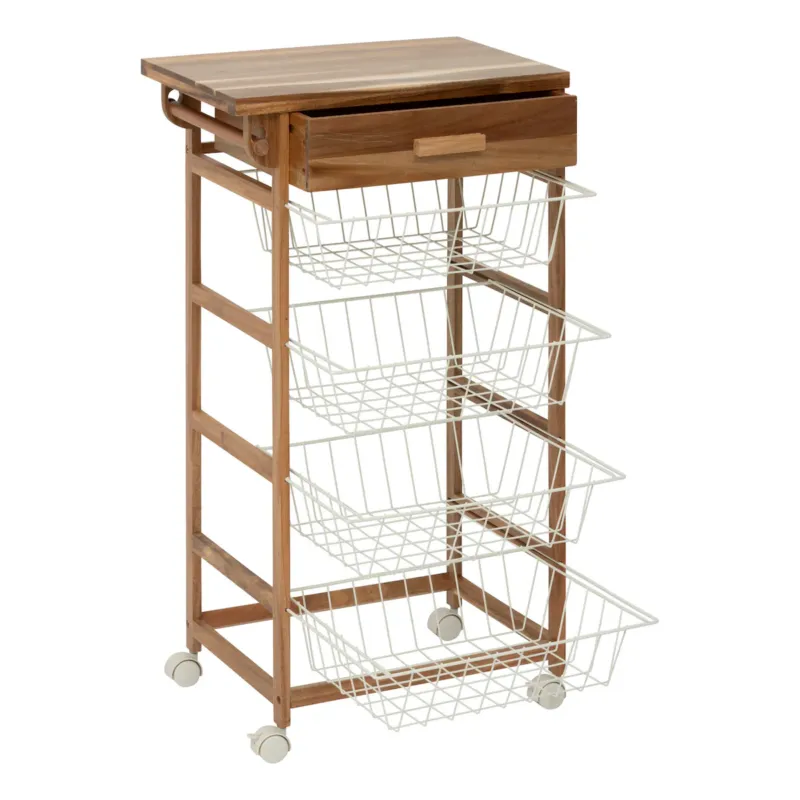 Dodaj do koszyka Wózek kuchenny ACACIA z 4 koszami, 89 cm -