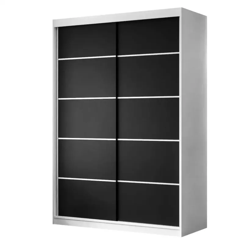 Szafa przesuwna CAMARO PLUS 150 cm, biała / czarny - Ostatnia szansa