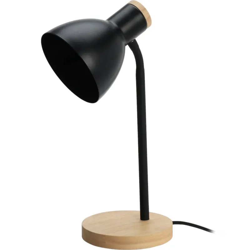 Lampka na biurko w skandynawskim stylu, drewniana podstawa, 14 x 36 cm - Oferta