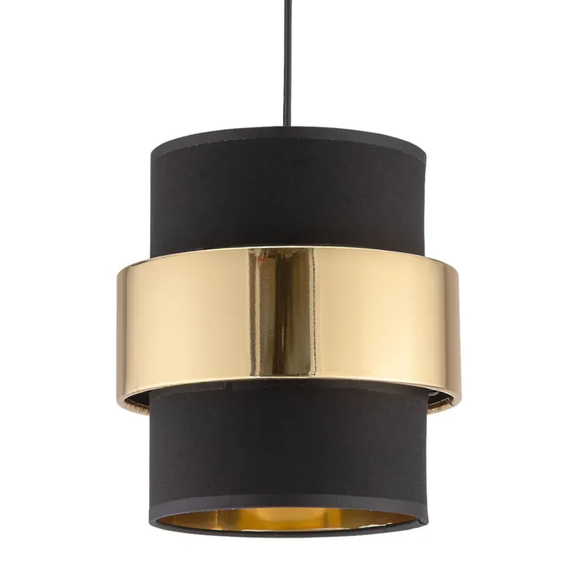 Lampa zwieszana okrągła glamour Calisto 4377 TK Lighting tkanina czarna złota - Nowy
