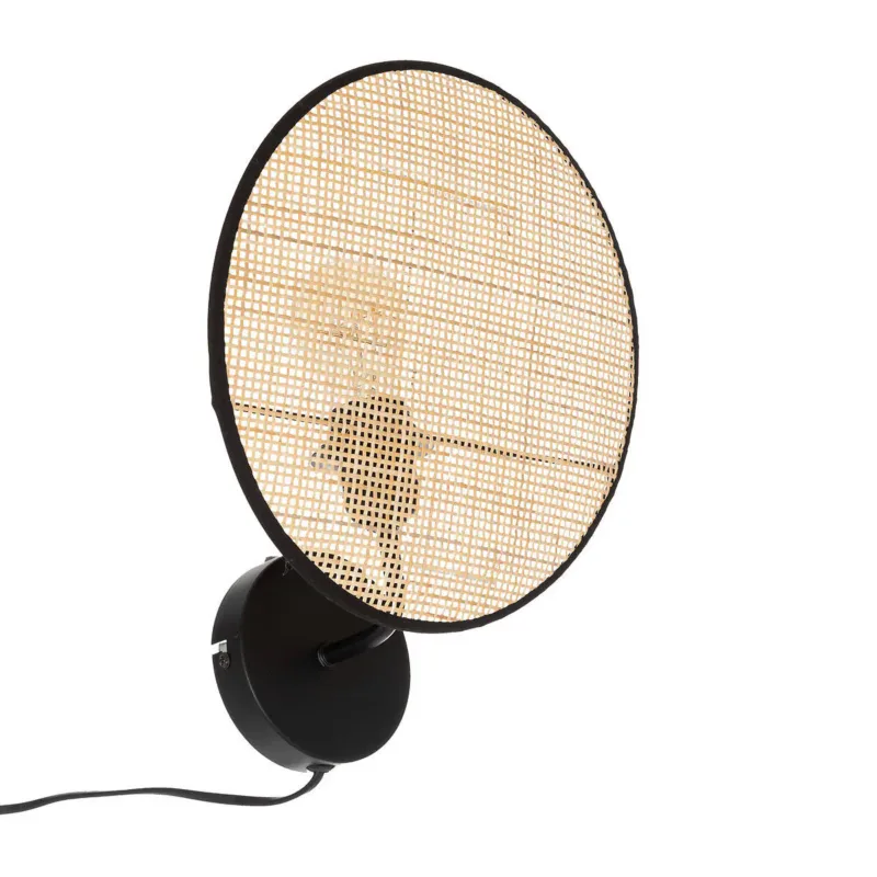 Kinkiet do salonu OLME, rattanowa plecionka, Ø 27 cm - Oferta