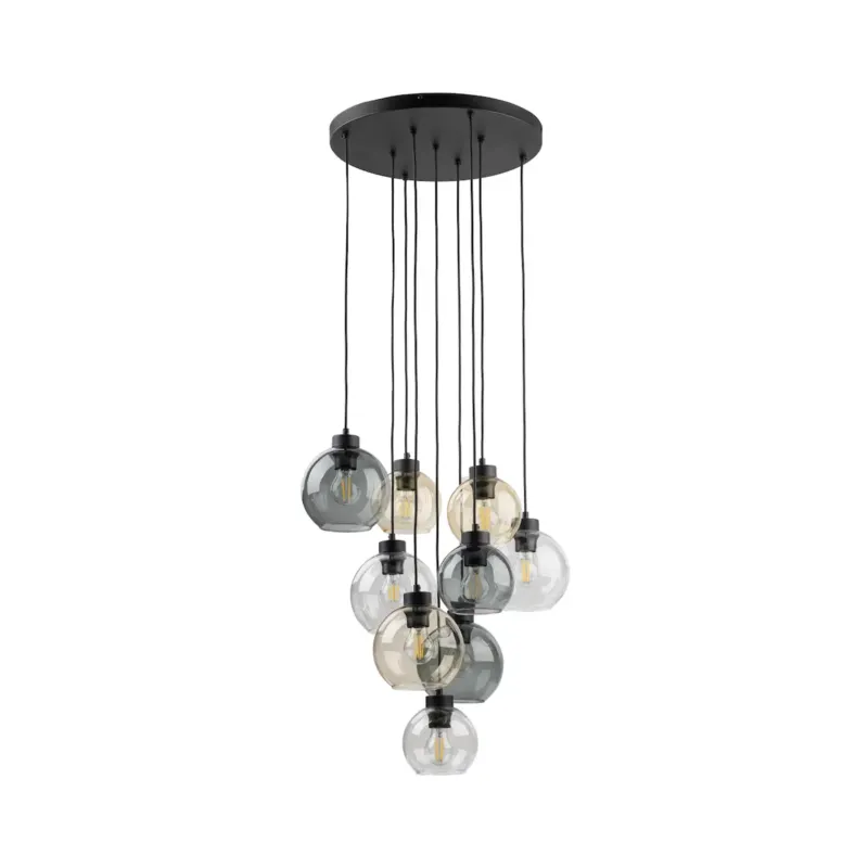 Dostępne od ręki Lampa Wisząca Tk Lighting Cubus Mix 9 Kloszy Szary Bursztyn -