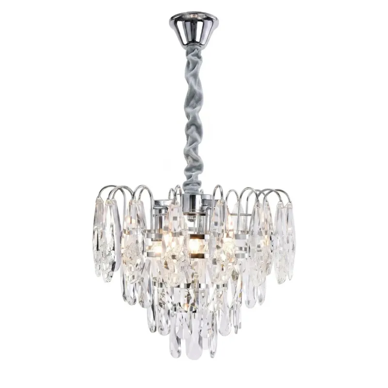 Obniżka ceny Lampa Sufitowa Wisząca Swe077-Cp 30Cm Chrom, Szkło, Metal, Tkanina -