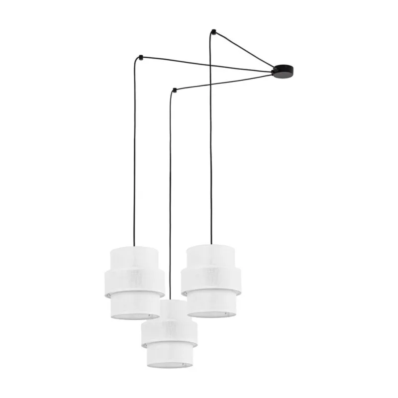 Nowoczesna lampa sufitowa TK Lighting CALISTO WHITE 5975, 3xE27, biało-czarna, regulowana wysokość, do salonu i jadalni - Okazja
