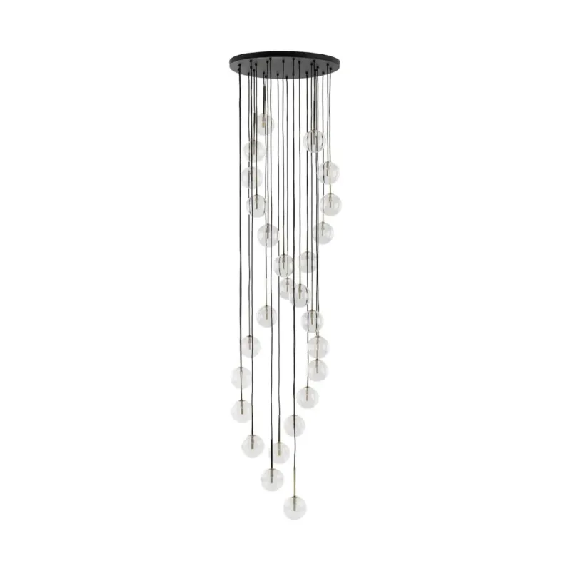 Duża lampa wisząca TK Lighting AURORA Transparent 62 cm 26xG9 czarno-złota szklana regulowana 10258 - Zamów teraz