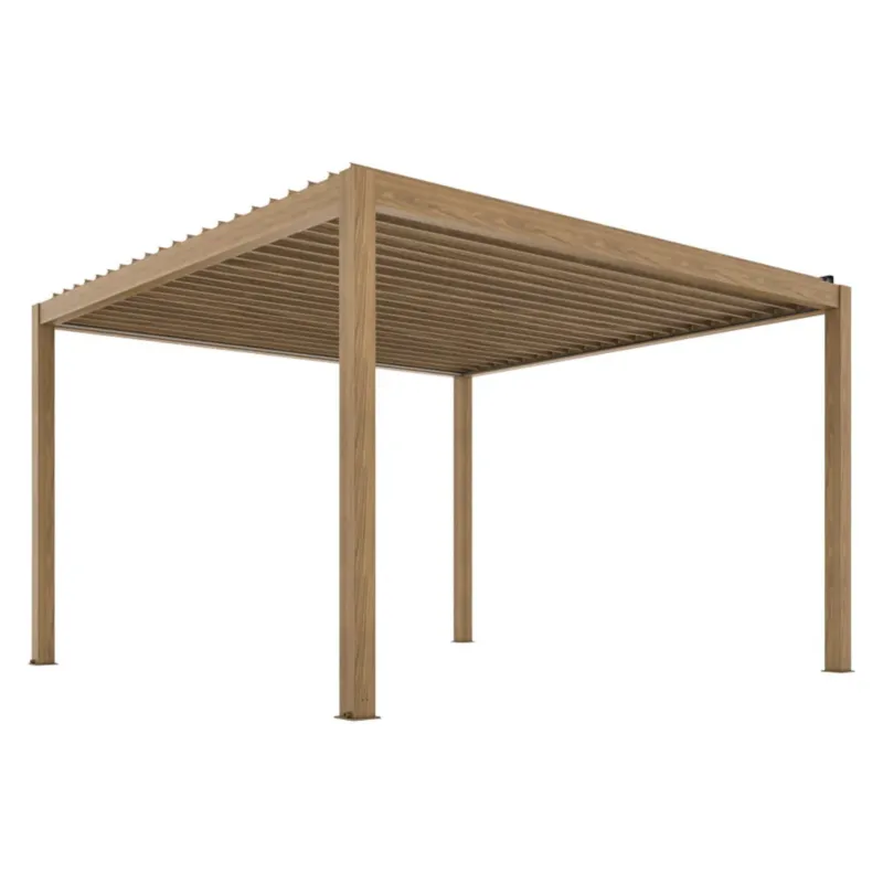 Wyjątkowa oferta Pergola ogrodowa elektryczna 3x4m LED w kolorze drewna -