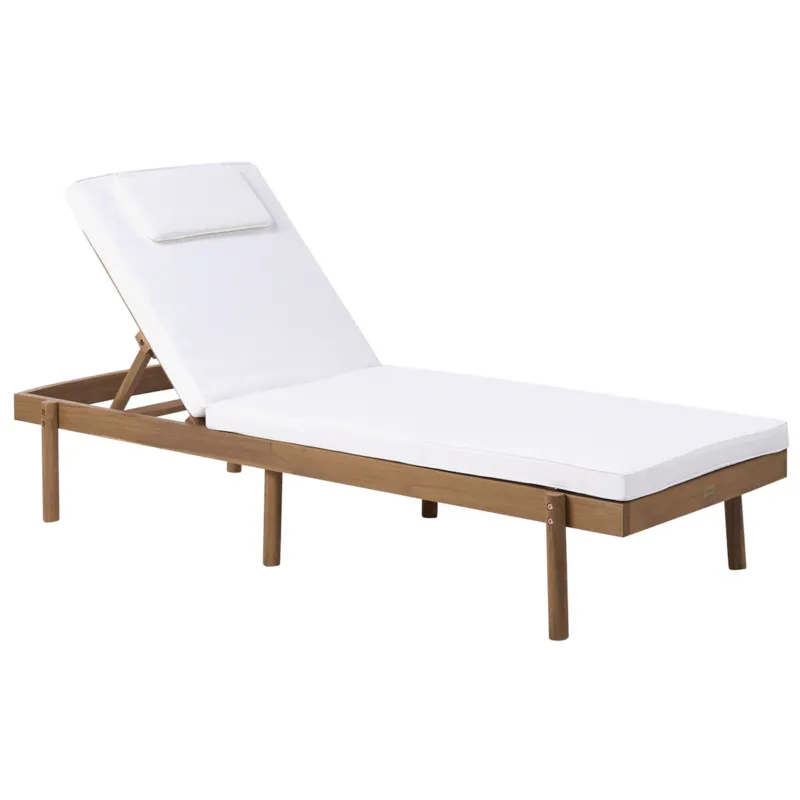 Leżak ogrodowy z poduszką MARCETELLI Rozkładany Drewno akacjowe Biały - Oferta