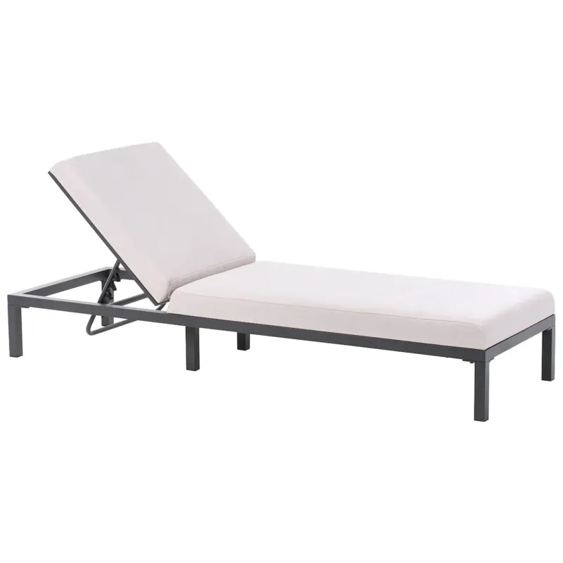 Leżak ogrodowy z poduszką LARIANO Rozkładany Metal Jasnobeżowy - Oferta limitowana
