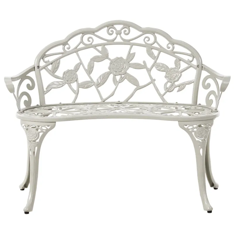 Ławka ogrodowa PIURA 88 cm Metal Biały - Wyprzedaż