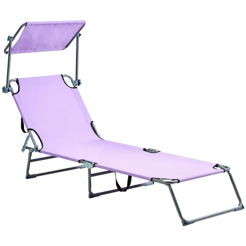 Leżak ogrodowy FOLIGNO Rozkładany Metal Fioletowy - Oferta czasowa