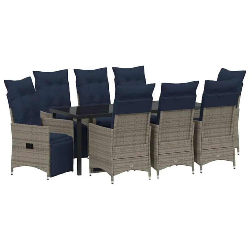 Dodaj do koszyka vidaXL Zestaw do jadalni w ogrodzie 9 pcs Szary polirattan -