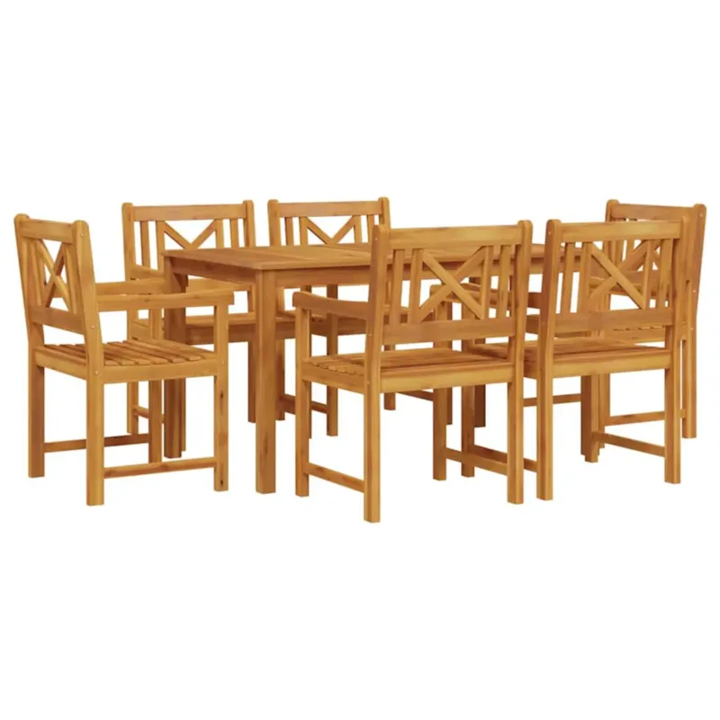 vidaXL Zestaw do jadalni w ogrodzie 7 pcs Brązowy lite drewno akacjowe - Popularny