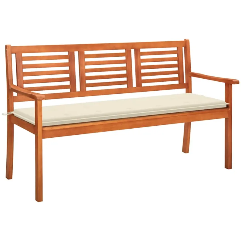 vidaXL 3-os. ławka ogrodowa z poduszką, 150 cm, lity eukaliptus - Wyjątkowa oferta