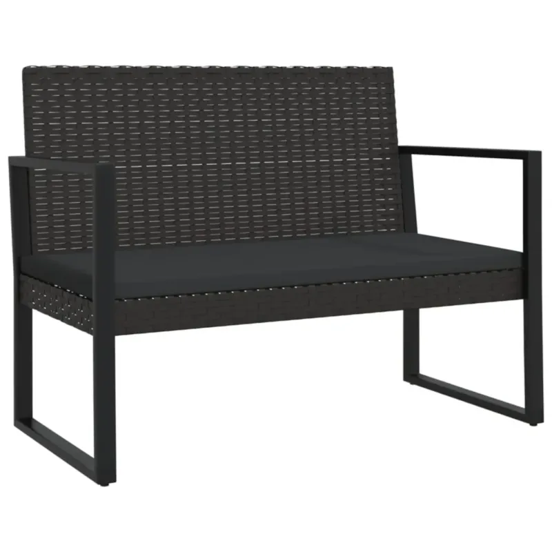 Darmowy zwrot vidaXL Ławka ogrodowa z poduszkami, czarna, 106 cm, polirattan -
