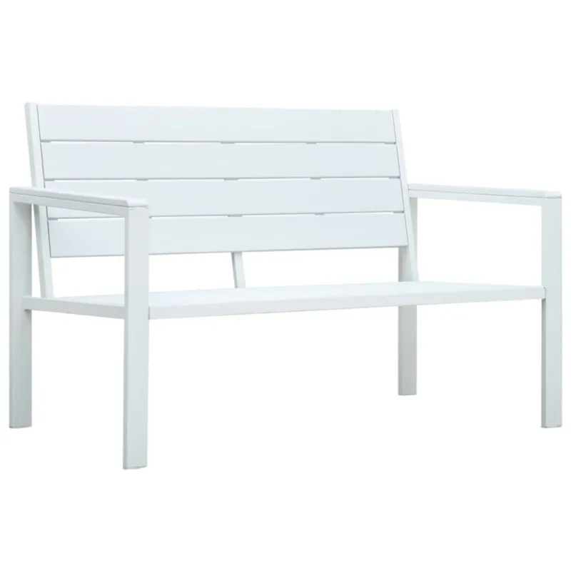 vidaXL Ławka ogrodowa, 120 cm, biała, HDPE o wyglądzie drewna - Wyjątkowa oferta